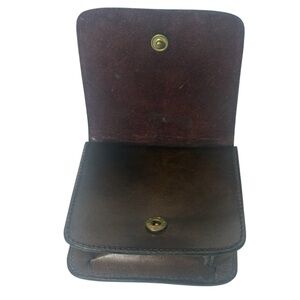 Kane-M Square Brown Leather Pouch For Belt 4" x 4" x 1.25"